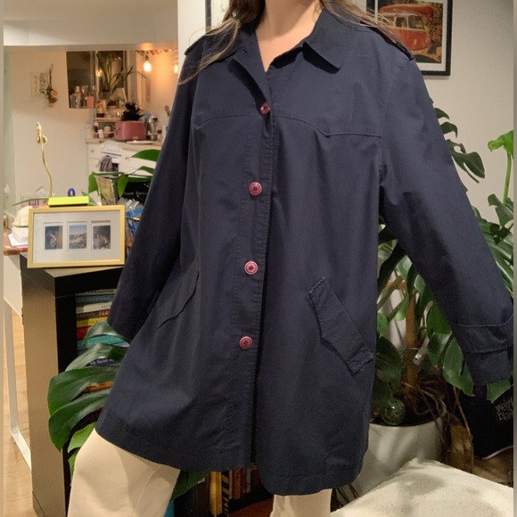 Navy Blue Vintage Trench with Maroon Buttons 

Brand: MonaLisa by Niccolini - Picture 2 of 6